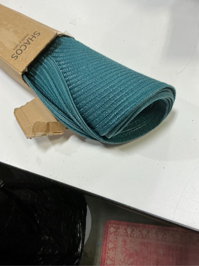 Condition photo showing Good Condition for SHACOS Round Placemats Set of 6 Washable 15 inch Round Table Mats Cotton Polyester Woven Braided Place Mats for Dining Table, Teal Green Teal Green 6