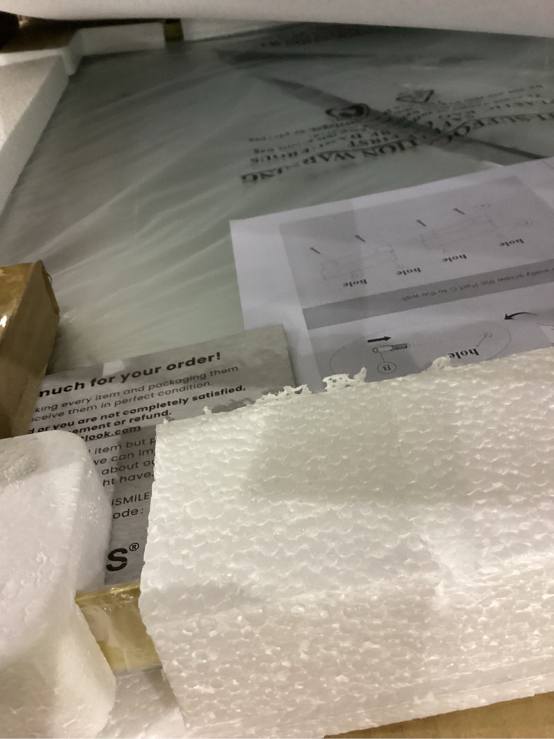 Condition photo showing Good Condition for Gold Bathroom Mirror 20X28 Inch Bathroom Vanity Mirror for Wall, Metal Frame Large Mirror, Tempered Glass, Modern Wall Mirror for Bathroom, Farmhouse, Horizontally or Vertically Hanging Gold 20"L x 28"W