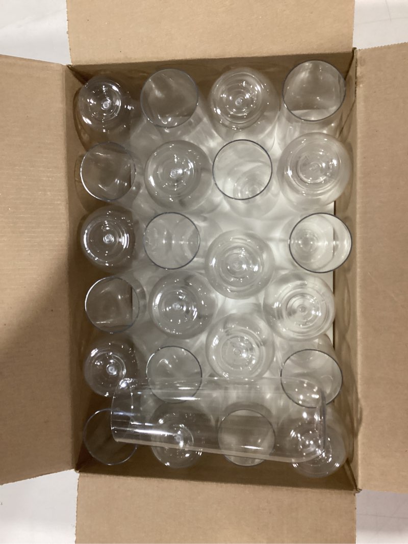 Condition photo showing Good Condition for DECADORN Clear Stemless Champagne Flutes Plastic 24 Pack - 9oz Plastic Champagne Glasses - Durable and Sturdy Mimosa Glasses For Parties - Shatterproof, Recyclable, BPA-Free, Smooth Rims.