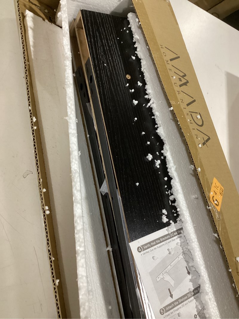 Condition photo showing Good Condition for AMADA HOMEFURNISHING Floating Shelves Wall Mounted, 24 x 7 Inch Wall Shelves for Bathroom, Bedroom, Living Room, Black Shelves Set of 2 - AMFS05 | Wall Shelves, for Bathroom, Bedroom, Living Room, Shelves Black 24 inches