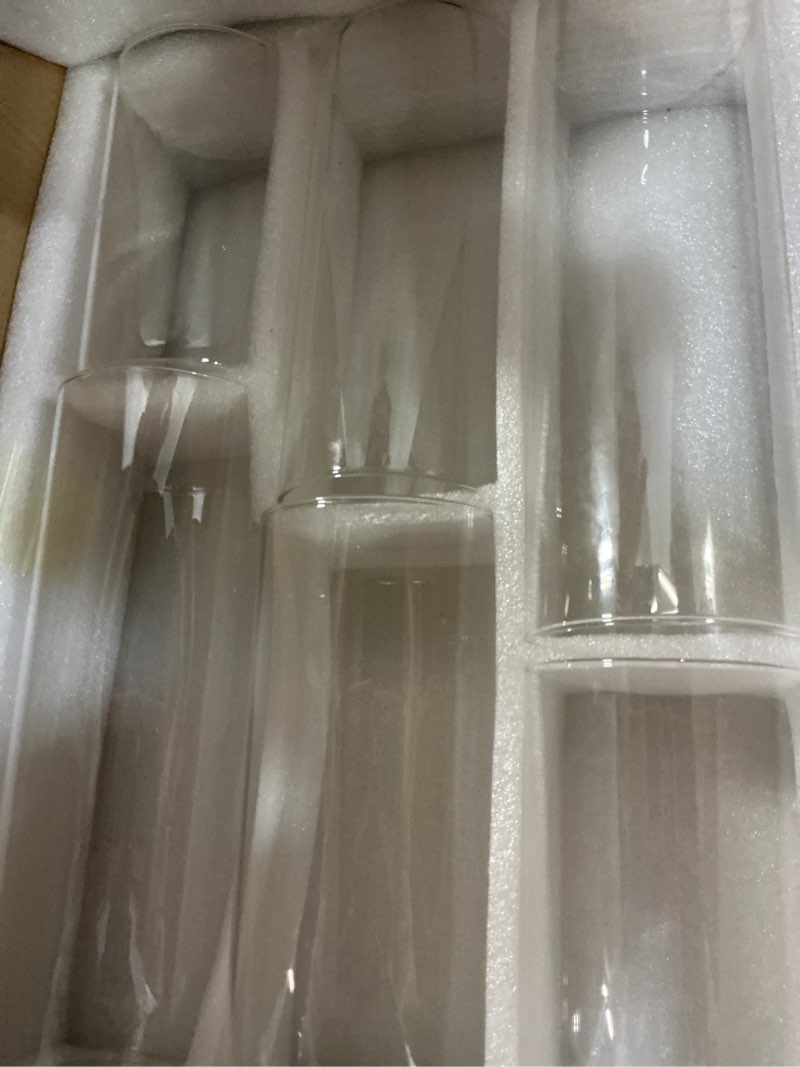 Condition photo showing New/Like New for glass cylinder vases set of 24, hewory tall clear vase for centerpieces, glass hurricane candle holders for pillar or floating candles, round vases for wedding anniversary events table decor, 3.3in 24 d3.3"x h5.5" + d3.3"x h7.5" + d3.3"x h9.5"