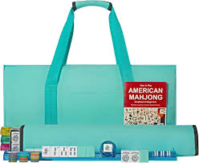 GUSTARIA American Mahjong Game Set, 166 Light Green Tiles, 4 All-in-One Color Rack/Pushers, Complete