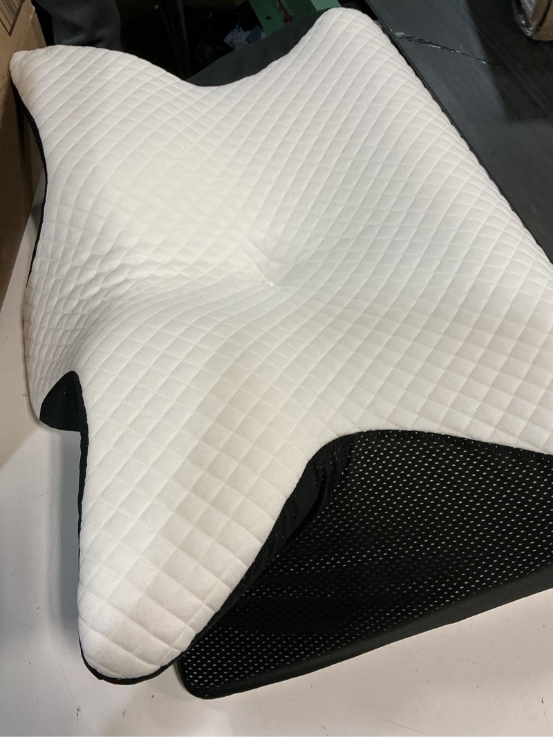 Condition photo showing Good Condition for ergonomic butterfly cervical memory foam pillow, 2-in-1 orthopedic contour design for neck pain relief, supportive for side, back and stomach sleepers