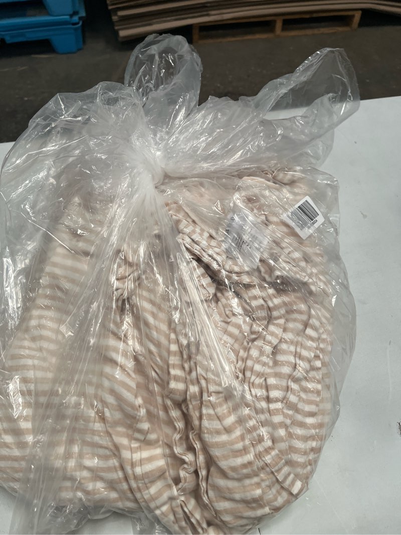 Condition photo showing As Is for european linen stripe sheet set, king, natural/white stripe