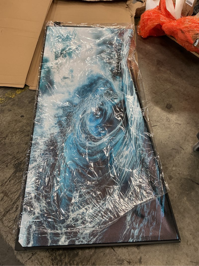 Condition photo showing As Is for ERQINHUA Wall Art For Living Room Wall Decor For Bedroom Ocean Inspiration Pictures Blue Wave Canvas