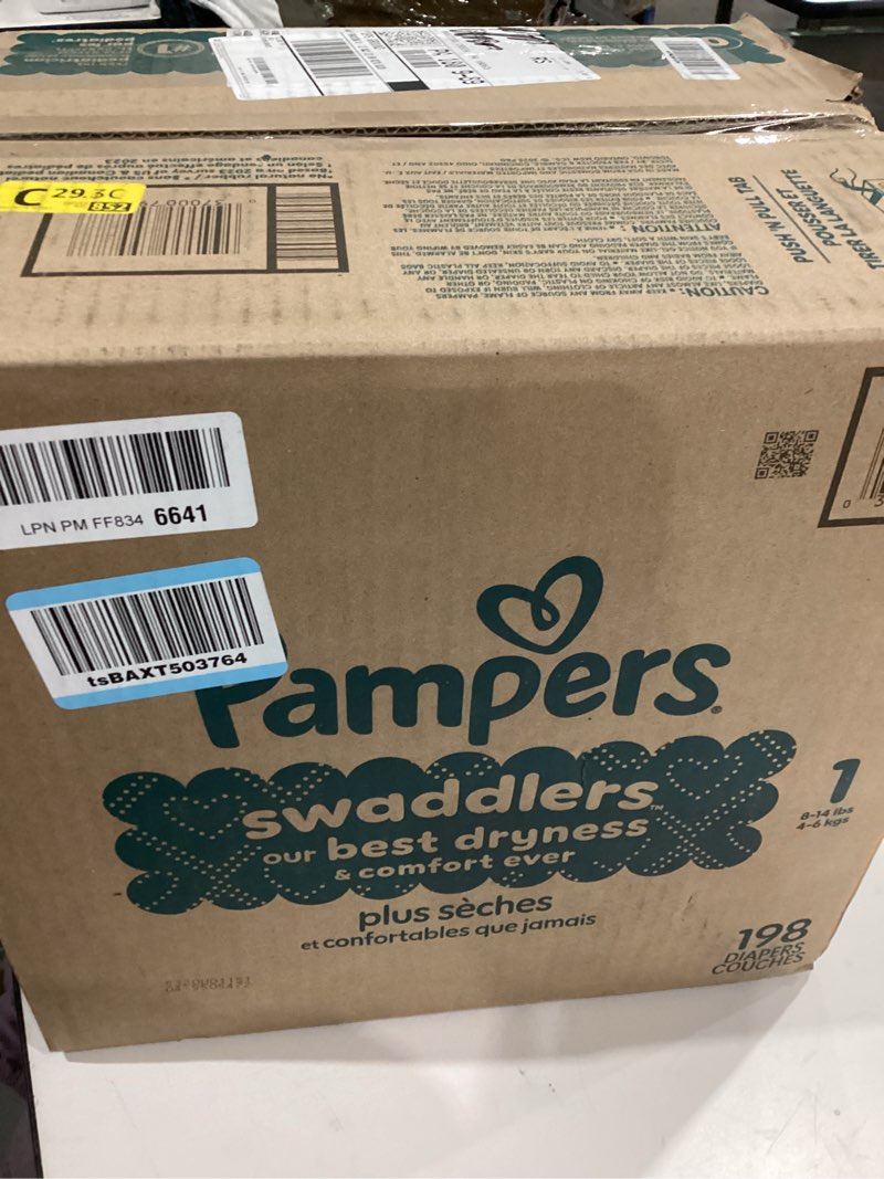 Condition photo showing New/Like New for Pampers Swaddlers Diapers, Size 1 (8-14 lbs), 198 Count, Absorbent, Keeps Baby Dry and Comfortable, Skin Safe Disposable Baby Diaper (Packaging May Vary) Size 1 198