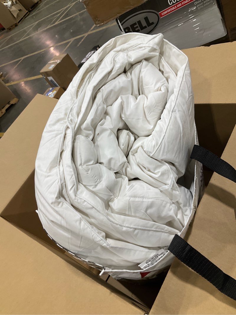 Condition photo showing As Is for Hotel Grand Luxury White Goose Feather Down Fiber Comforter Full Queen Size, 100% Cotton All Season Duvet Insert Queen, Medium Warmth Bedding Comforter with 8 Corner Loops, White 90x90 Inch All Season Full/Queen