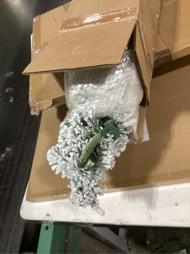 Condition photo showing New/Like New for National Tree Company Pre-Lit Artificial Christmas Tree, Snowy Downswept, Green, White Lights, Includes Stand, 2 Feet 2ft Tree