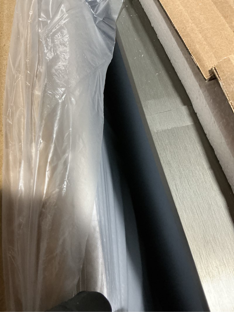 Condition photo showing As Is for 20x30 Inch Brushed Nickel Bathroom Mirror, Brushed Silver Metal Frame Mirror Wall Mounted, Rounded Rectangle Bathroom Vanity Mirror Silver, Tempered Glass, Anti-Rust, Horizontal/Vertical Silver 20"x30"