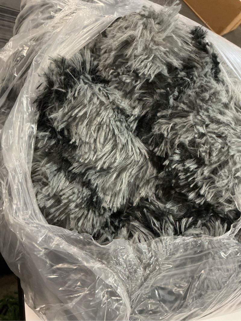 Condition photo showing As Is for Large Rugs for Living Room, 8x10 Fluffy Grey and Black Bedroom Area Rug, Shag Geometric Soft Fuzzy Carpets Big Kids Room Rug, Non-Slip Plush Modern Rug for Office Home Decor Aesthetic Grey / Black 8' x 10' (Rectangular)