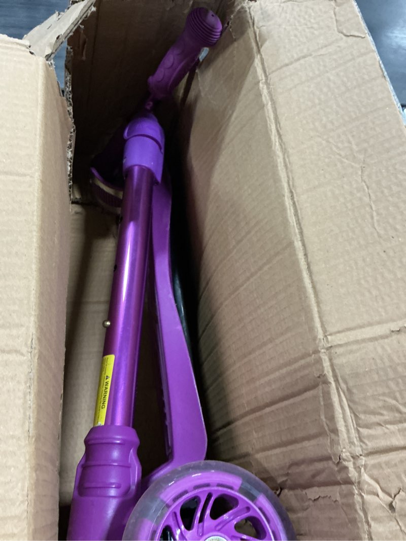 Condition photo showing As Is for (Color purple)Jetson 3-Wheel Light-Up Kick Scooter, Lights on Stem & Wheels, Height Adjustable Handlebar, Rear Brake, Foldable, Ages 3+ Bloom Pink Scooter
