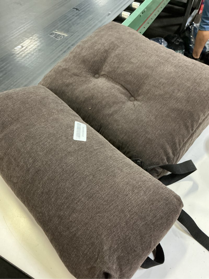 Condition photo showing As Is for lumbar support pillow for recliner chair with headrest, dual-layer large back pillow for deep couch & sofa, memory foam lower back support cushion set for sciatica relief brown