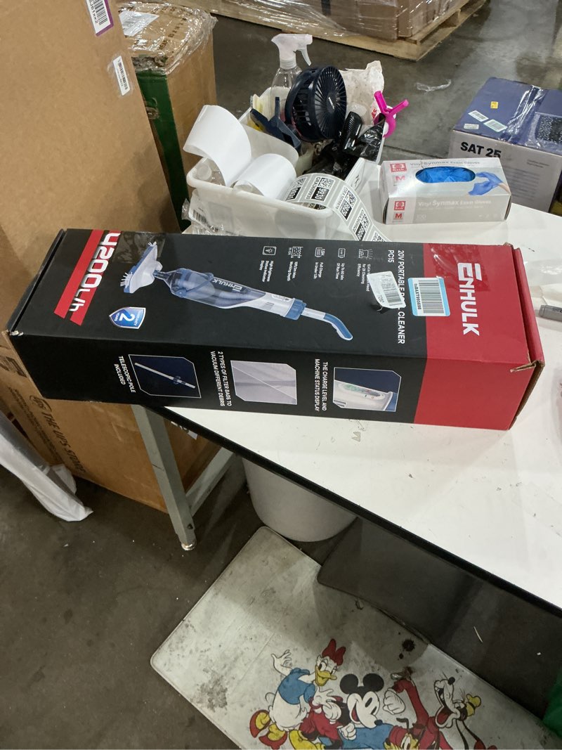 Condition photo showing New/Like New for enhulk pool vacuum for above ground pool, upgraded 13.4" wide head & telescopic pole, 18.5 gpm powerful suction, 60 mins runtime, cordless handheld rechargeable pool cleaner for inground pools, pc15 pc15 blue