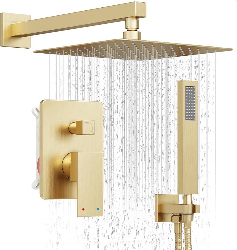 HoliSpa Gold Shower System, Shower Faucet Set with 10-Inch Rai