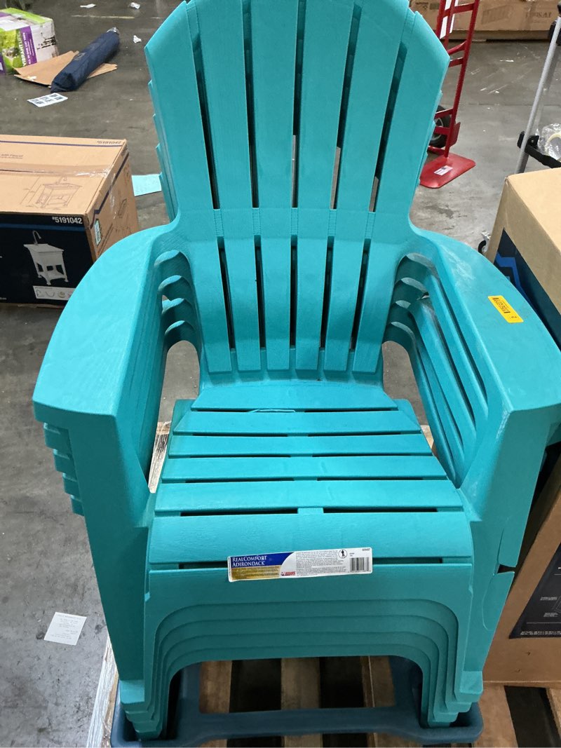 Condition photo showing Good Condition for adams realcomfort teal polypropylene frame adirondack chair 5 chair