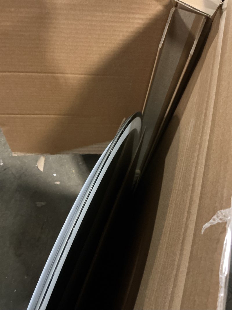 Condition photo showing As Is for STARLEAD 36"x24" LED-Bathroom-Mirror-with-Lights, Wall-Mounted with Bluetooth, Anti-Fog, 3 Color Temperature Dimmable Brightness, Waterproof, Tempered Glass, Frontlit & Backlit, Black Frameless Arched Black-arched 36"L x 24"W