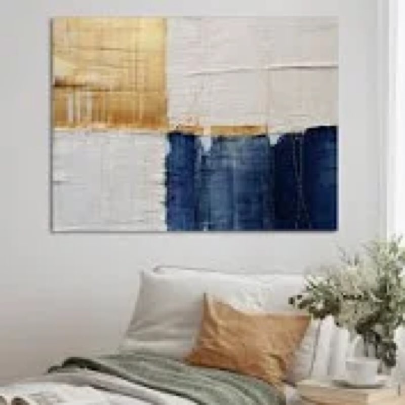 A Touch Of Gold And Kings Blue - Abstract Painting Canvas Wall Art