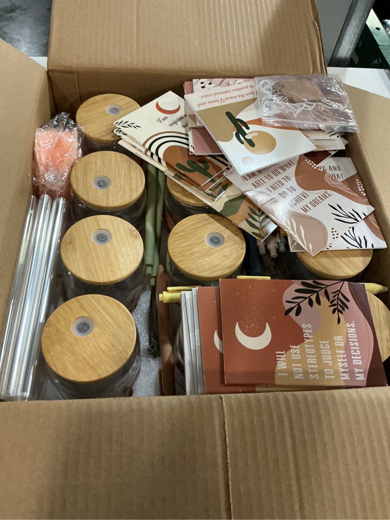 Condition photo showing New/Like New for 60 pcs employee appreciation gifts bulk inspirational glass cup makeup bag bamboo pen inspirational notebook and bag for valentines day staff coworker team office (may you be proud) 60 may you be proud