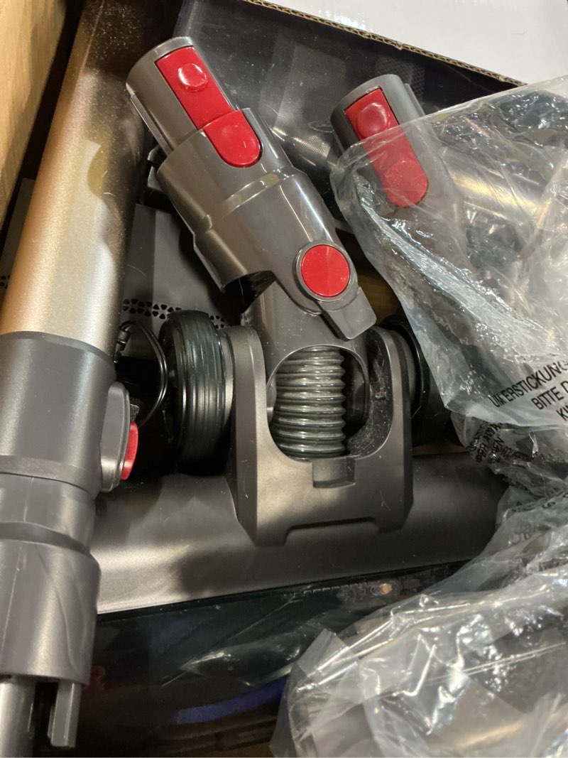 Condition photo showing As Is for RENDOW Cordless Vacuum Cleaner, 550W 45Kpa 65Mins Vacuum Cleaners for Home, Self-Standing Cordless Stick Vacuum with LED Display,Anti-Tangle Rechargeable Wireless Vacuum for Pet Hair/Carpet/Hard Floor Gold