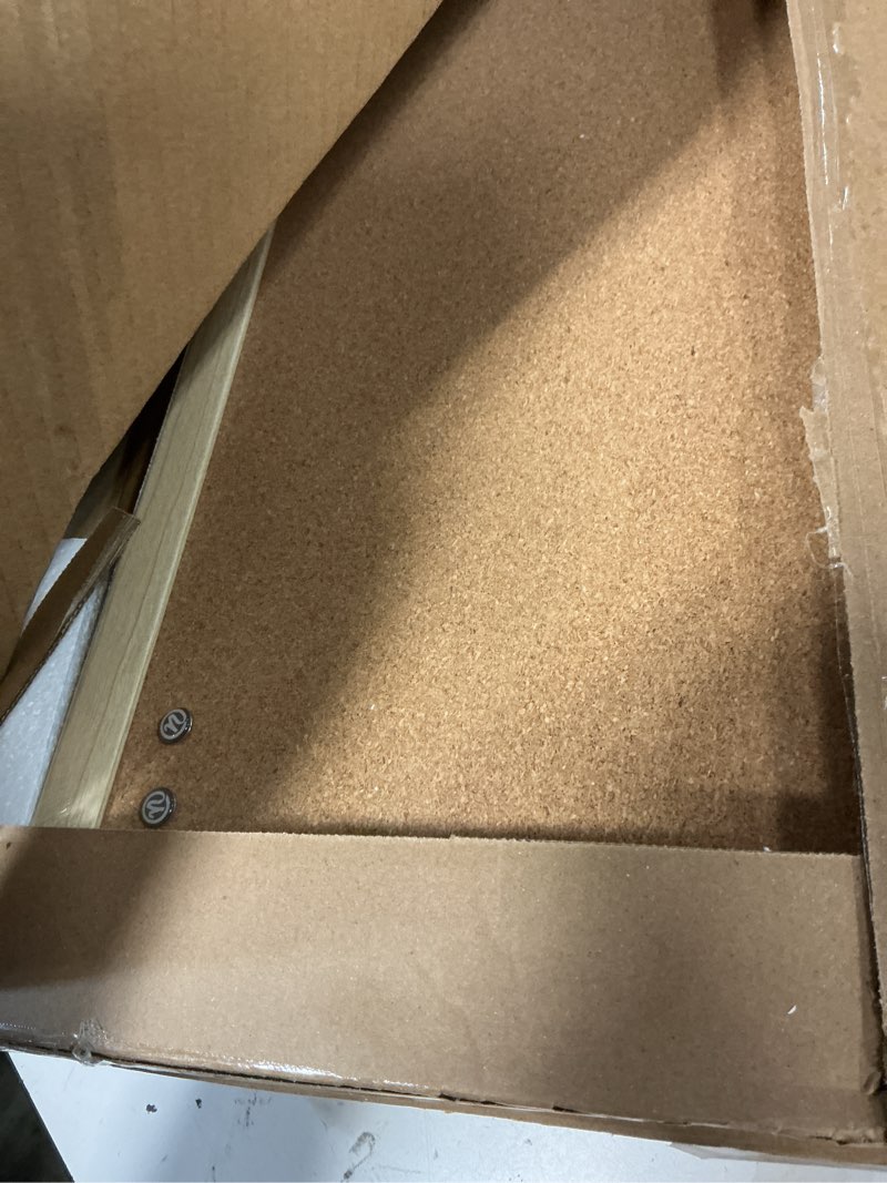 Condition photo showing As Is for u brands cork bulletin board, 18" x 24" inches, light birch wood frame (265u00-01) cork board
