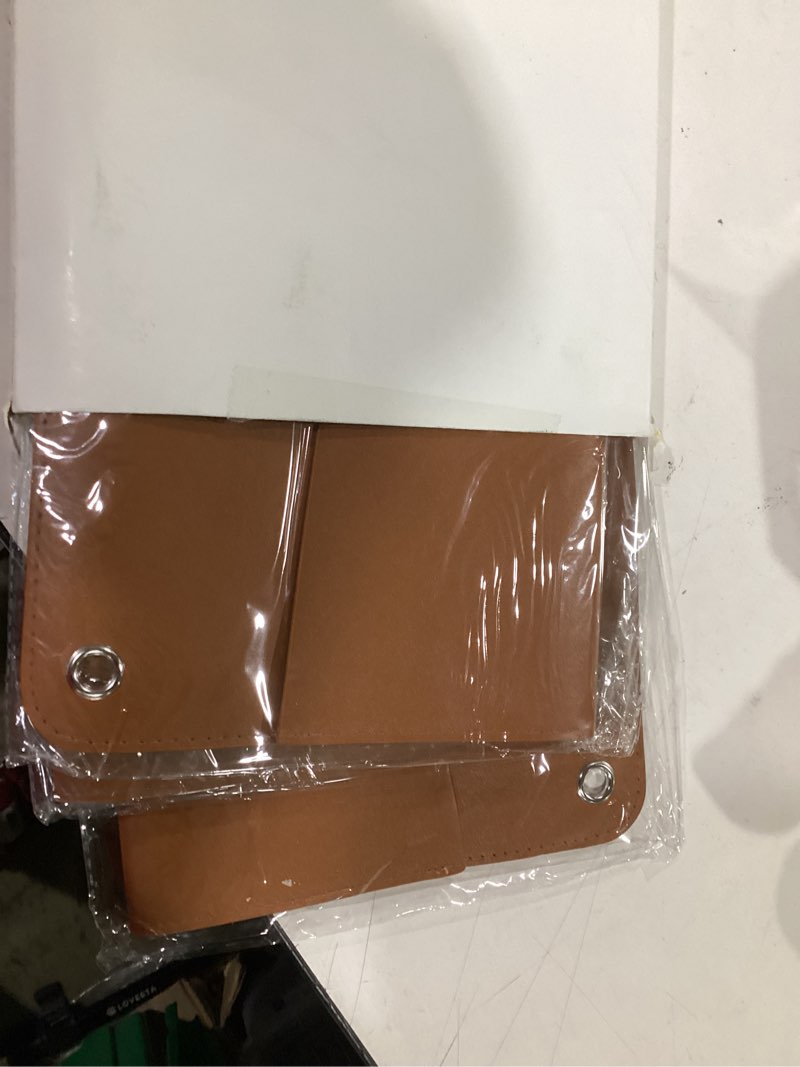 Condition photo showing New/Like New for 3 pcs pu leather mail holder wall mount brown pu leather letter holder vintage wall file organizer 2 ring binder hanging file holder for decor storage letter postcards bill flowers office home