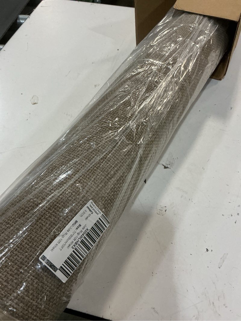 Condition photo showing Good Condition for 10ft natural jute hallway runner rug non slip washable, rubber backed long khaki indoor entryway runner, absorbent kitchen carpet sink rug 2'4" x 10' (rectangular) khaki