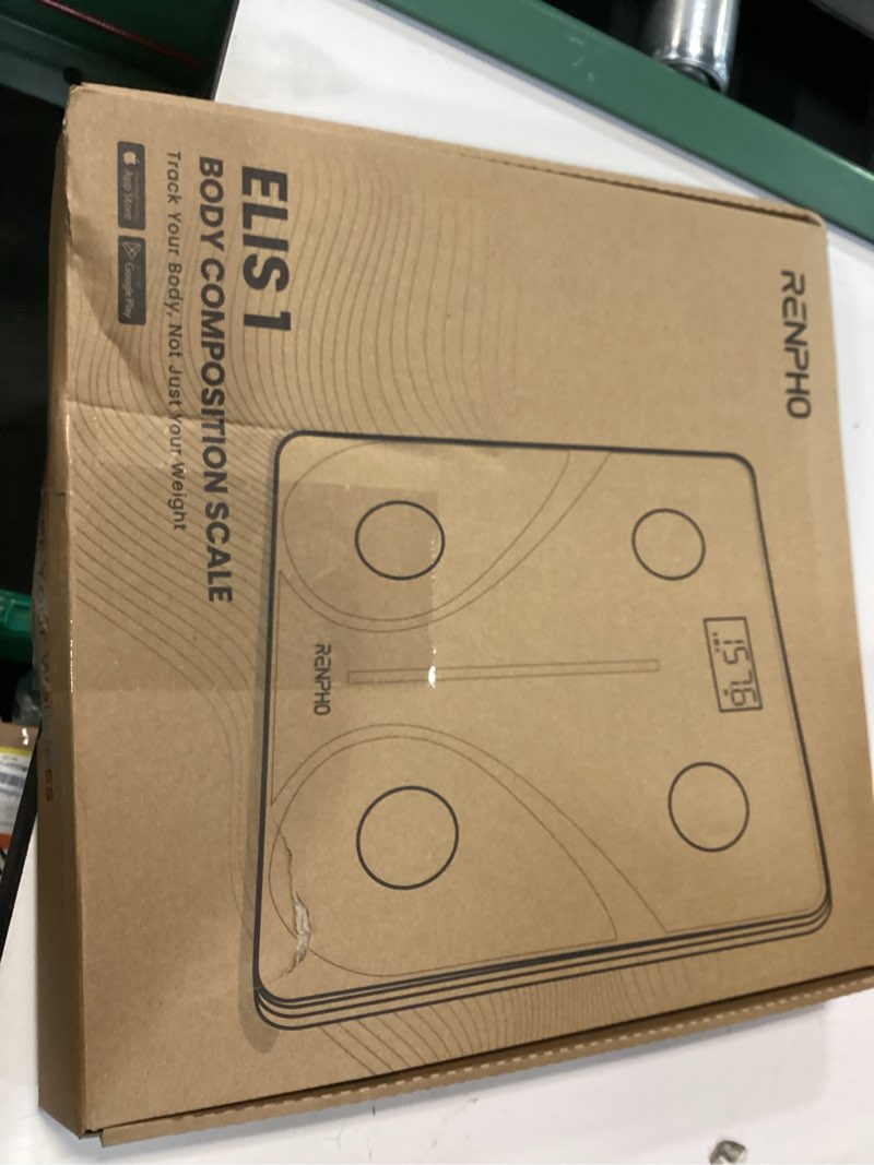 Condition photo showing New/Like New for renpho smart scale for body weight, fsa&hsa eligible, digital bathroom scale bmi weighing bluetooth body fat scale, body composition monitor health analyzer with smartphone app, 400 lbs - elis 1 black 11"/280mm