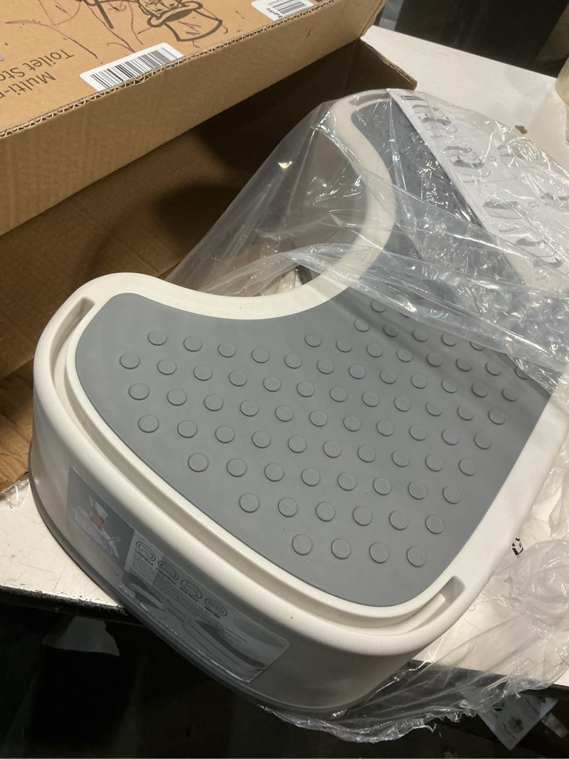 Condition photo showing Good Condition for MR.SIGA Toilet Stool Squat Adult, Bathroom Stool Heavy Duty, Anti Slip Toilet Step for Bathroom, Toddler Step Stool for Kids, Off-White & Dark Gray