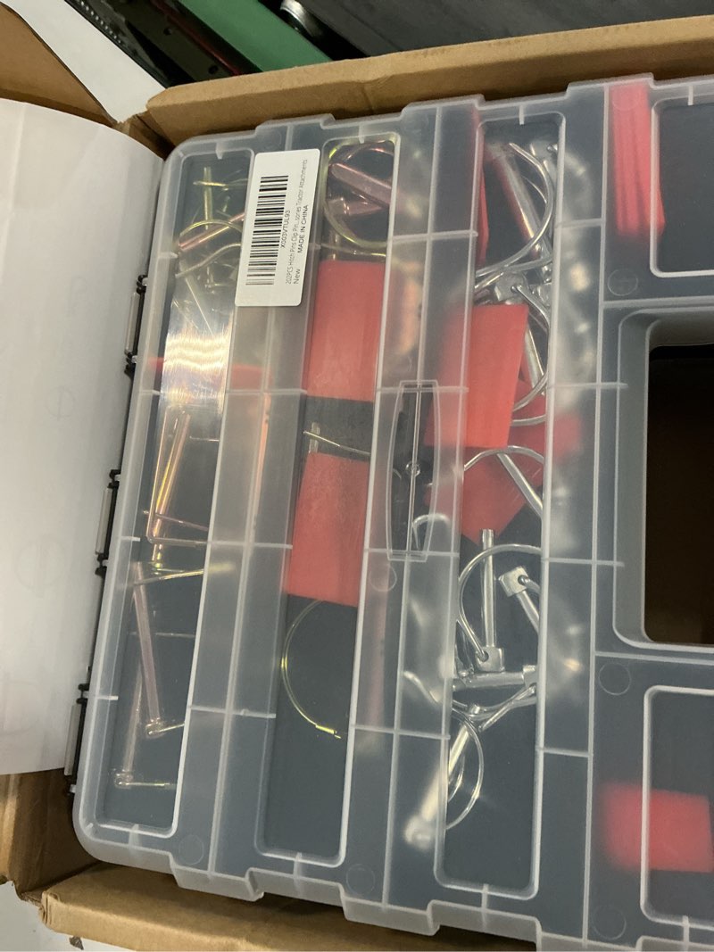 Condition photo showing New/Like New for 202pcs hitch pins clip pins, linch and pto pins for trailers tractors trucks towing mowing, farm equipment, snow plows, lawnmowers garage, heavy duty trailers accessories tractor attachments
