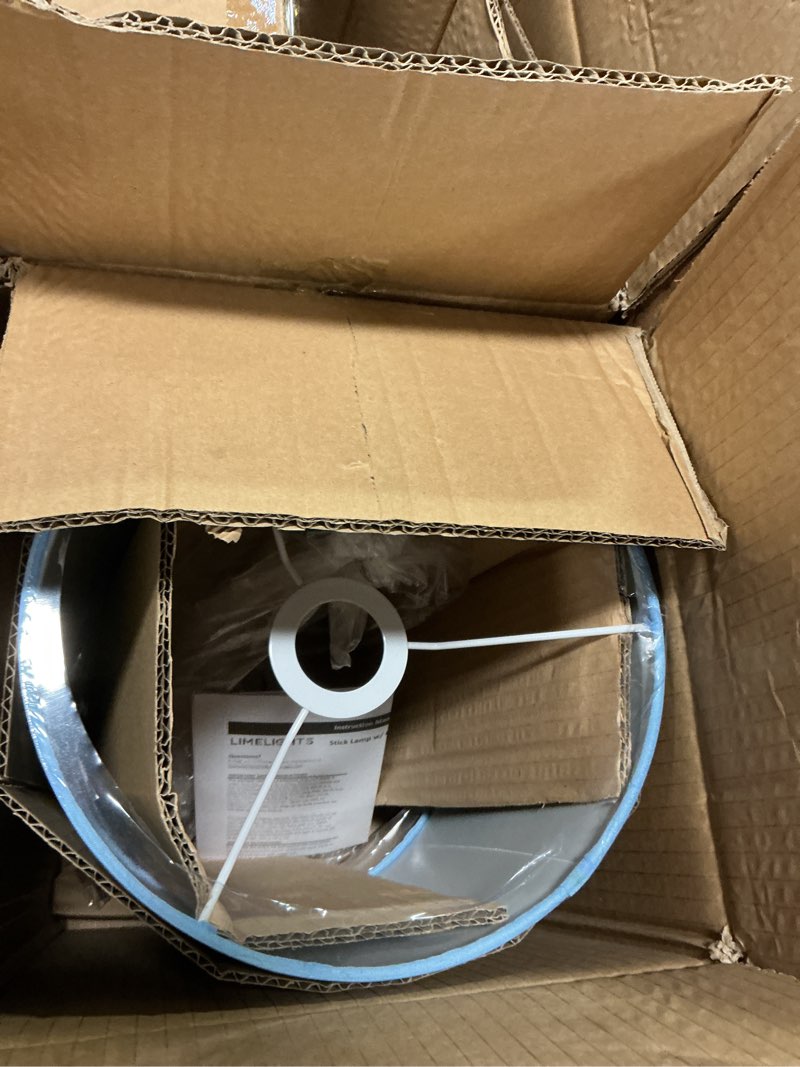 Condition photo showing Good Condition for 19" modern black stick table lamp with white fabric shade and usb port - adjustable gooseneck for bedroom, office, living room