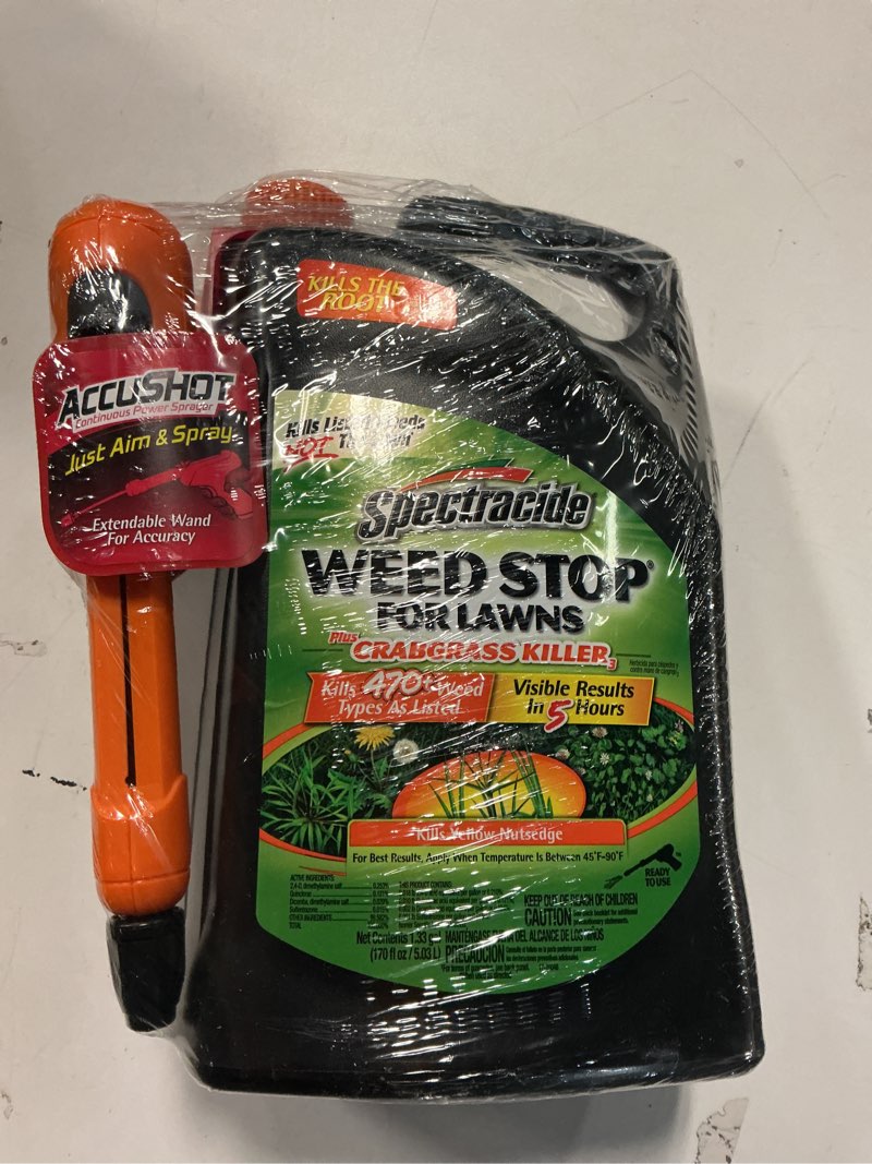 Condition photo showing New/Like New for Spectracide Weed Stop For Lawns Plus Crabgrass Killer, AccuShot Sprayer, 1.33 gallon 1.33 Gal (Pack of 1)