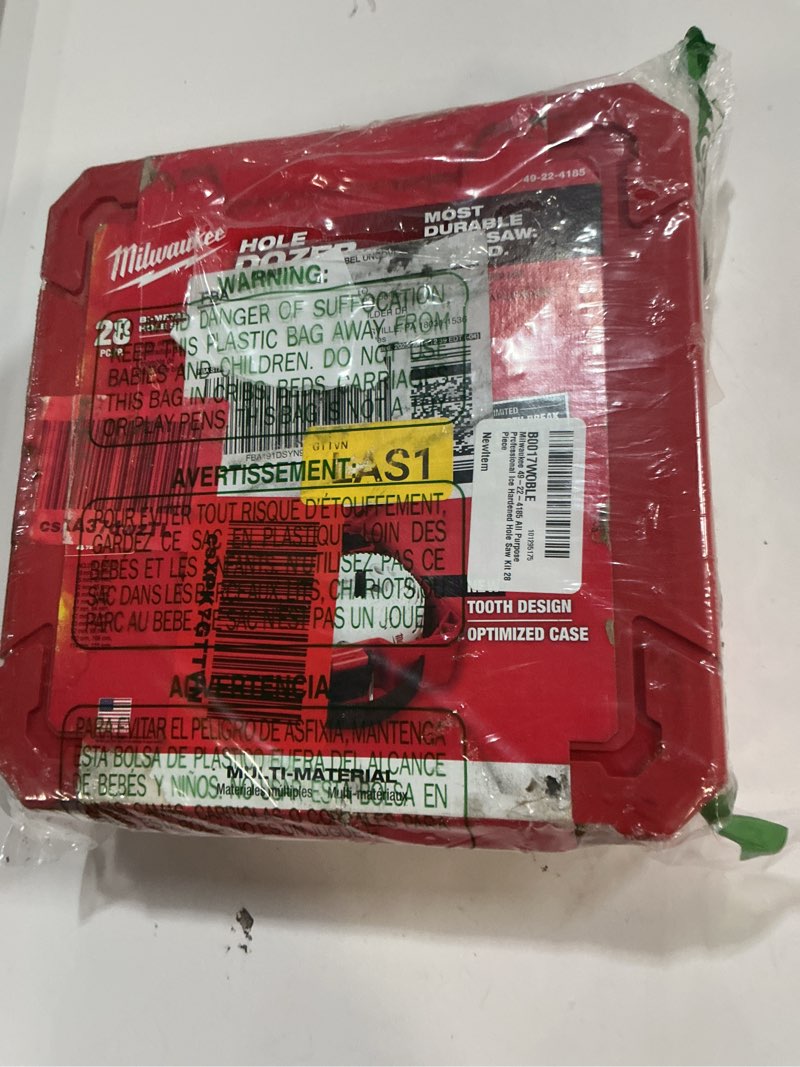 Condition photo showing New/Like New for Milwaukee 49-22-4185 All Purpose Professional Ice Hardened Hole Saw Kit 28 Piece