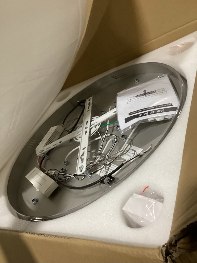 Condition photo showing Good Condition for 24'' Silver Modern Crystal Chandelier LED Dimmable Flush Mount Crystal Ceiling Light for Living Room Bedroom Dining Room 24in Silver