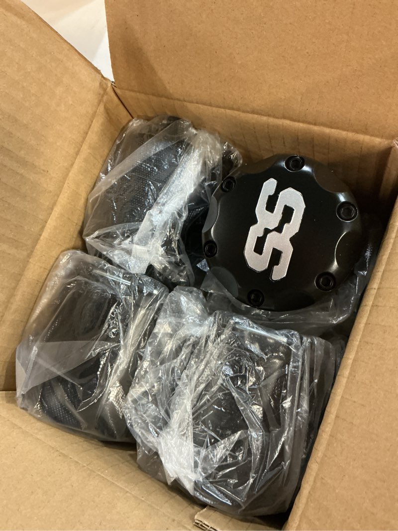 Condition photo showing New/Like New for drive up golf cart ss center caps, golf cart itp ss wheel center hub cap for club car ezgo yamaha models wheel, 4 packs black
