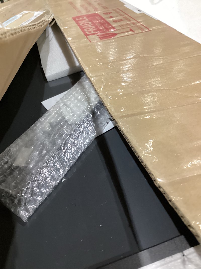 Condition photo showing As Is for kosmonia 48x14 inch full length tempered glass door mirror - over the door hanging, no drill installation, suitable for bedroom & closet, sturdy hanging design frame-black 48"l x 14"w