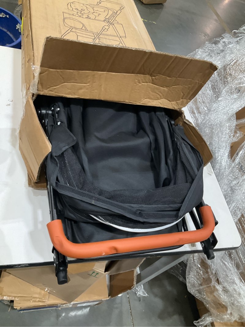 Condition photo showing Good Condition for pet stroller for medium small dogs/cats - 4 wheels foldable dog stroller with storage basket,dog/cat carrier,adjustable handle,folding puppy carrier suitable for traveling with cats and dogs (black)