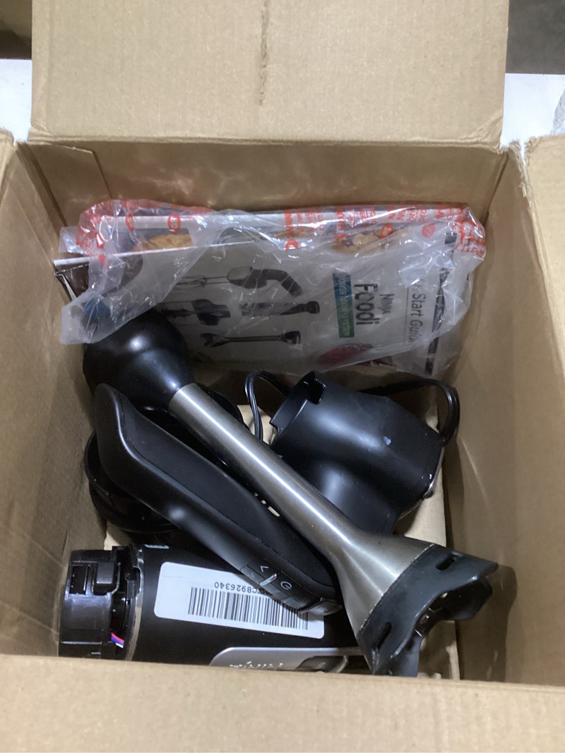 Condition photo showing Good Condition for Ninja Hand Mixer, Immersion Blender, Foodi Power Mixer System, 750-Peak-Watt Handheld Emulsion Blender & Electric Hand Mixer Combo With Whisk, Beaters & 3-Cup Blending Vessel,120 volts, Black CI101