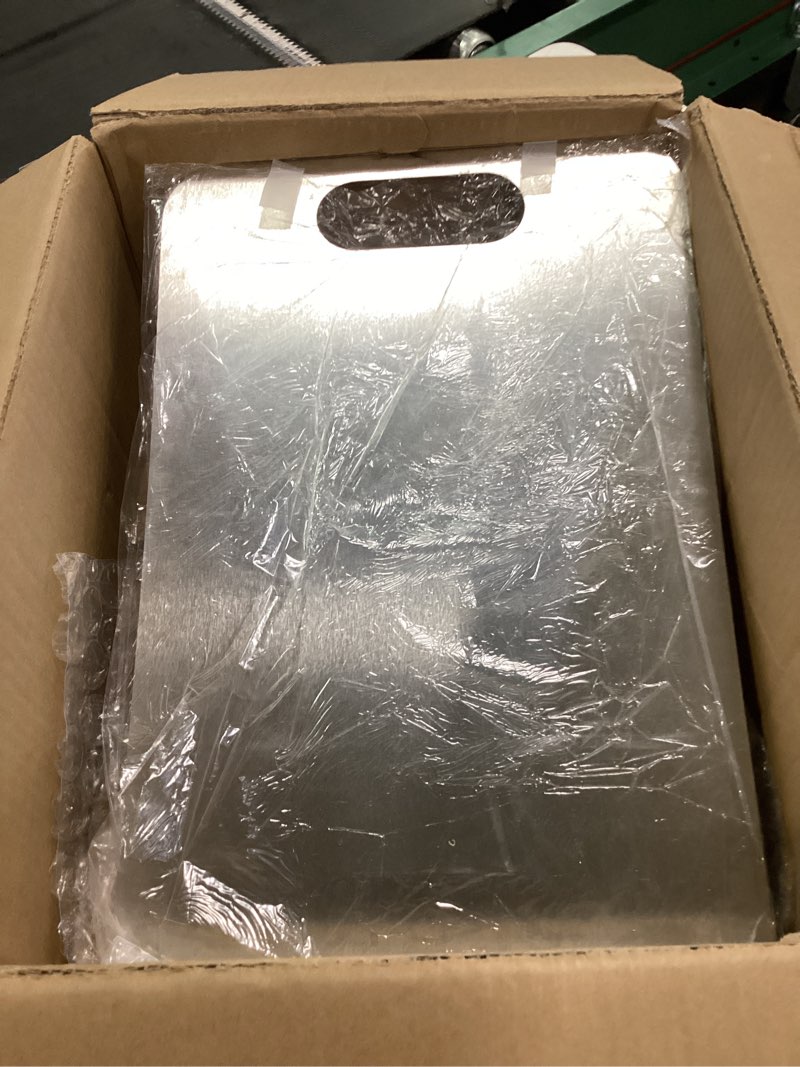 Condition photo showing As Is for (Incomplete)3Pcs Titanium Cutting Boards For Kitchen, 100% Pure Cut Titanium Cutting Board, Food Grade Quality, Double-sided non-toxic, Easy To Clean, Dishwasher Safe And Will Not Absorb Odors (12L*9W)+(14L*10W)+(18L*12W)