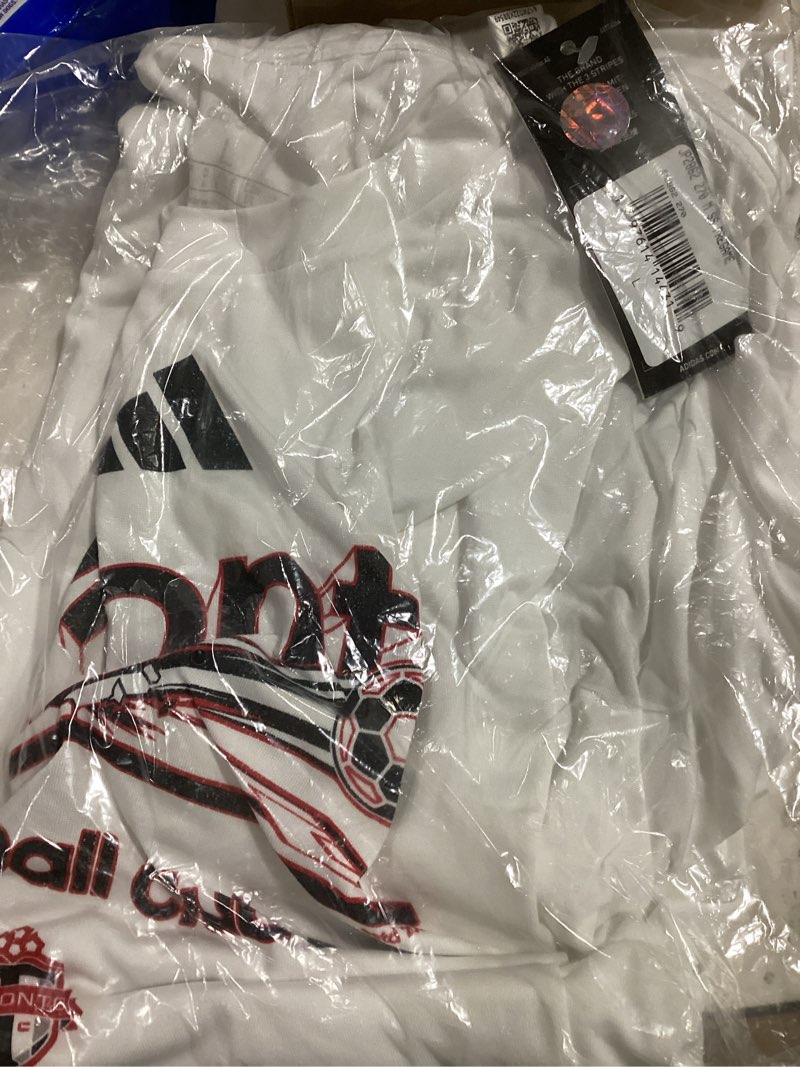 Condition photo showing Good Condition for adidas Men's Toronto FC Vintage World Pre-Game Short Sleeve T-Shirt Large White/Toronto Fc