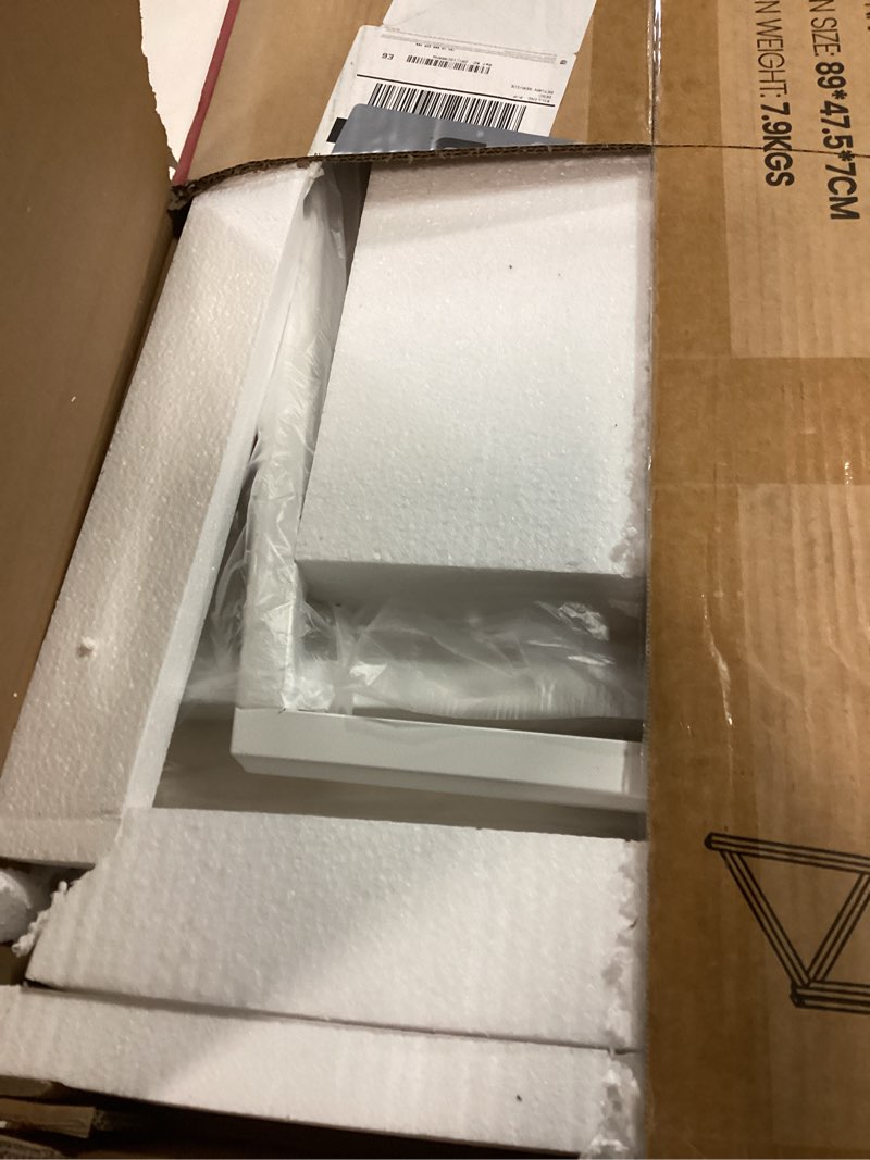 Condition photo showing As Is for WOHOMO Folding Desk, Small Foldable Desk 31.5" for Small Spaces, Space Saving Computer Table Writing Workstation for Home Office, Easy Assembly, Oak Small Size:31.5 x 15.7 Beige