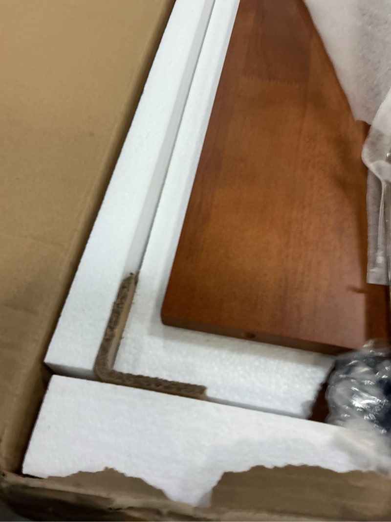 Condition photo showing New/Like New for little tree solid wood end table with storage shelf, narrow 2-tier side table for small spaces, tall nightstand for living room, dark brown 1