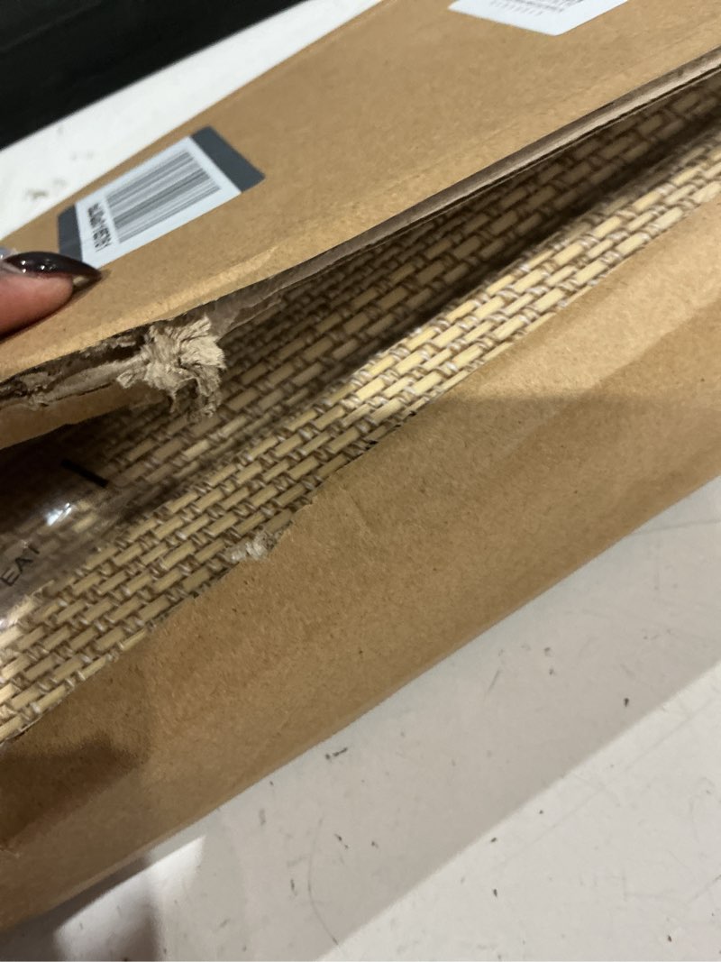 Condition photo showing As Is for lazblinds no drill bamboo roman shades, 34.5" w x 64" h, star-beige | light filtering blinds, real natural bamboo material, easy to install star-beige 34.5"w × 64"h