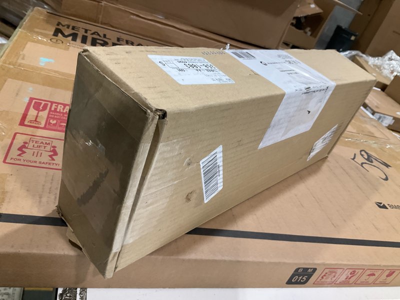 Condition photo showing As Is for WELLAND 24 inch White Mission Floating Shelves for Wall, Bathroom and Bedroom, Modern Display and Book Shelves, Wall Mounted 23 3/5" x 9 1/4" x 2" White