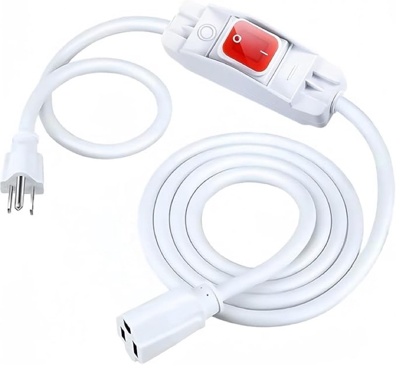 Fiabtool 16.4FT Extension Cord with Switch, 1250W/10A Heavy Duty 3 Prong Plugs, 18/3 SJT Extension C