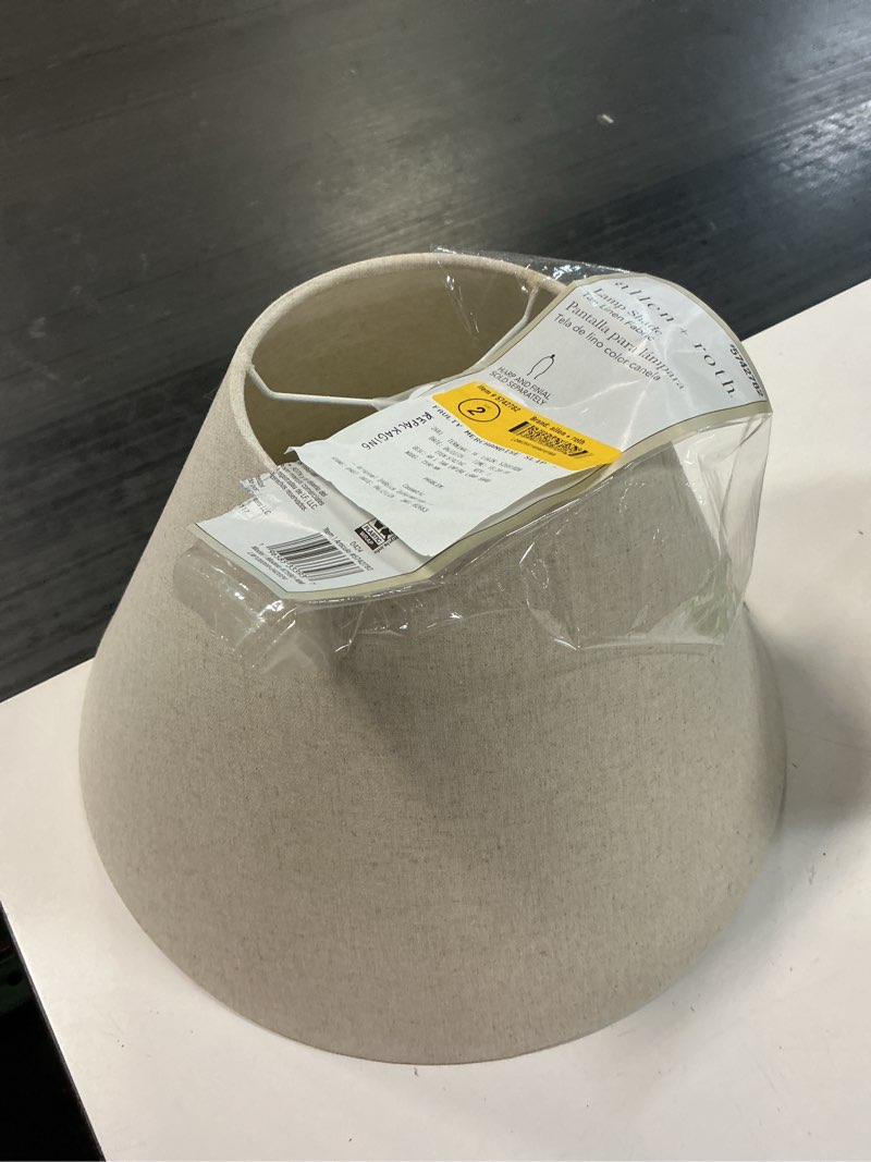 Condition photo showing As Is for allen + roth 10-in x 15-in tan linen empire lamp shade