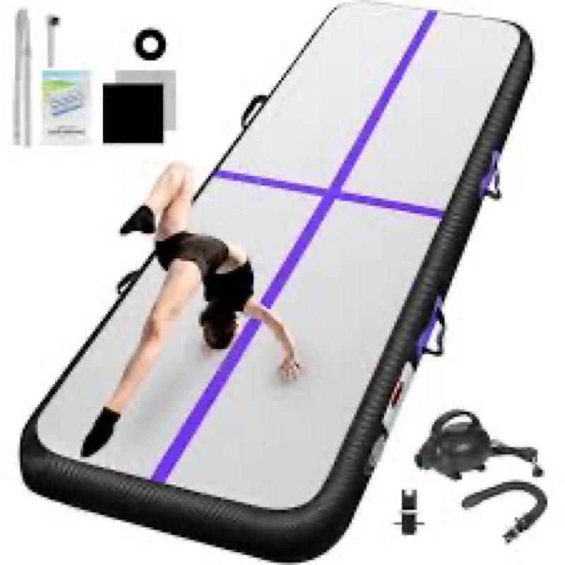 FBSPORT Inflatable Air Gymnastics Mat Training Mats 4/8 inches Thickness Gymnastics Tracks for Home Use/Training/Cheerleading/Yoga/Water with Pump