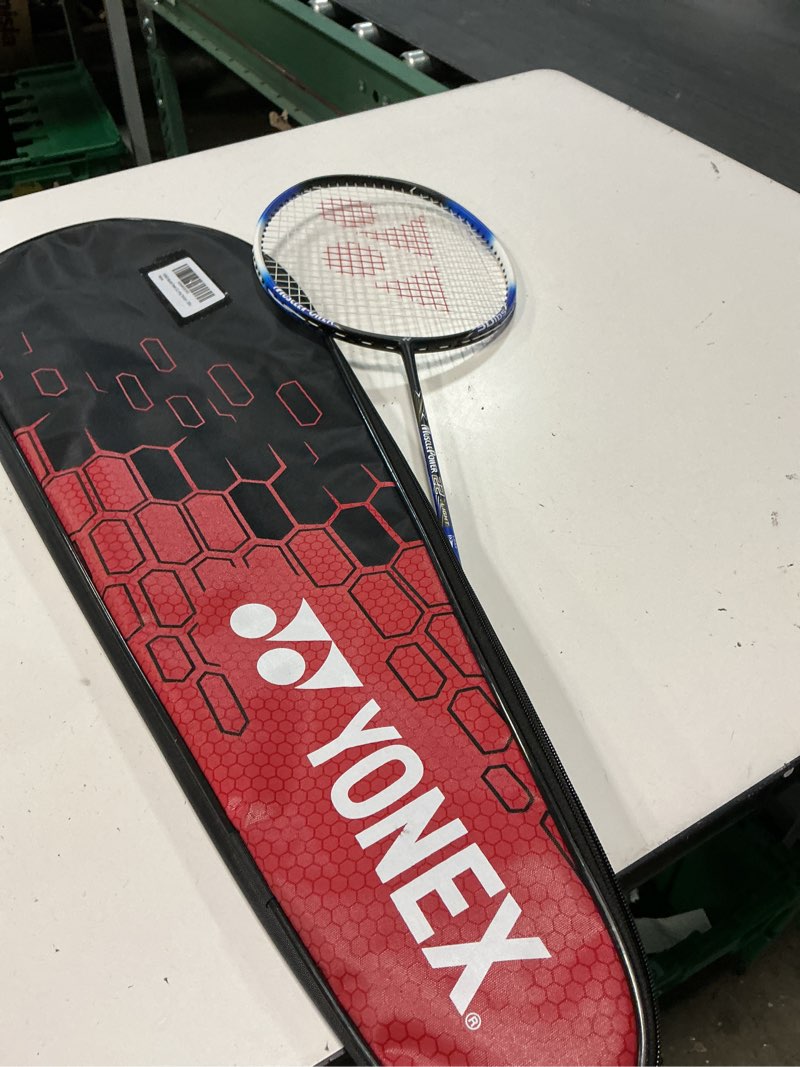 Condition photo showing Good Condition for yonex muscle power 22lt carbon graphite strung badminton racket with full racket cover (black/blue) | for intermediate players | 83 grams | maximum string tension - 30lbs