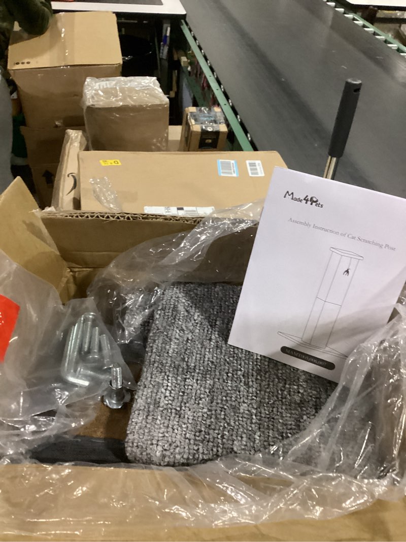 Condition photo showing New/Like New for Made4Pets Cat Scratching Post, 32 Inch Natural Sisal & Carpet Covered Cat Scratcher with Kitten Toy, Dual-Material Tall Scratching Post for Indoor Cats Adults and Kittens, Beige Grey-Sisal & Carpet