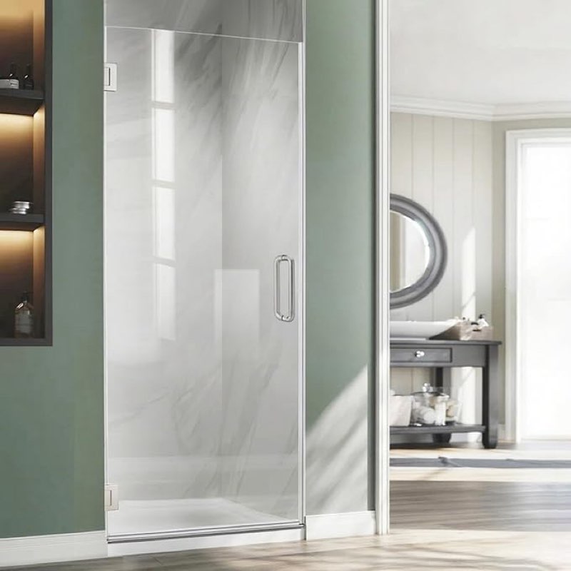 hinged shower door, 32" w x 72" h bathroom shower doors clear glass shower panel, 5/16" (8mm) framel