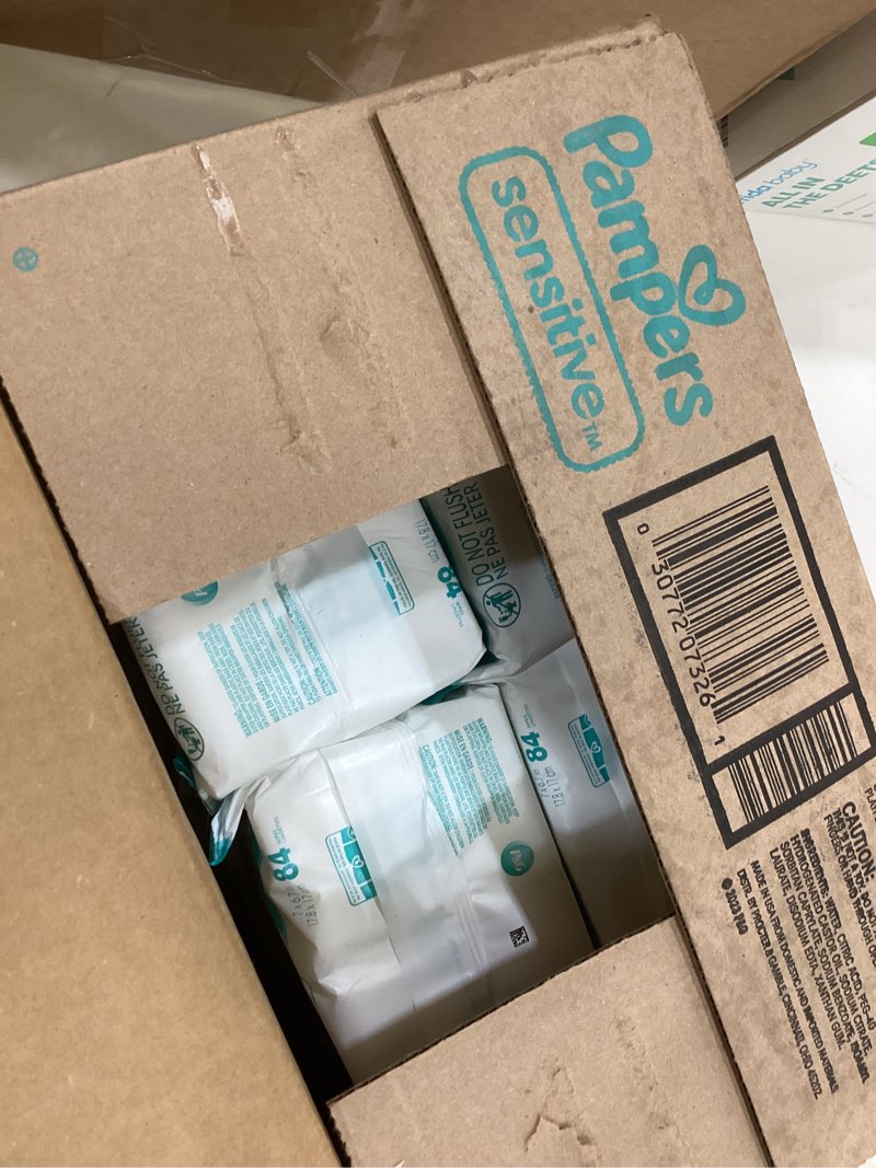 Condition photo showing Good Condition for pampers baby wipes, sensitive, water based wipe, clinically proven, hypoallergenic, and unscented for babies, 1008 wipes total (12 flip-top packs) [packaging may vary] 1008 count (pack of 1)